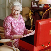 Her Majesty The Queen Elizabeth II with one of the famous red boxes