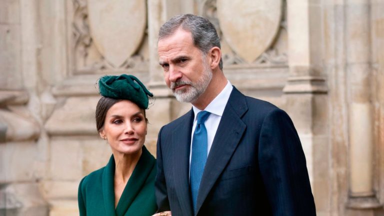The King and Queen of Spain attended the memorial service for Prince Philip Queen Letizia outfit today