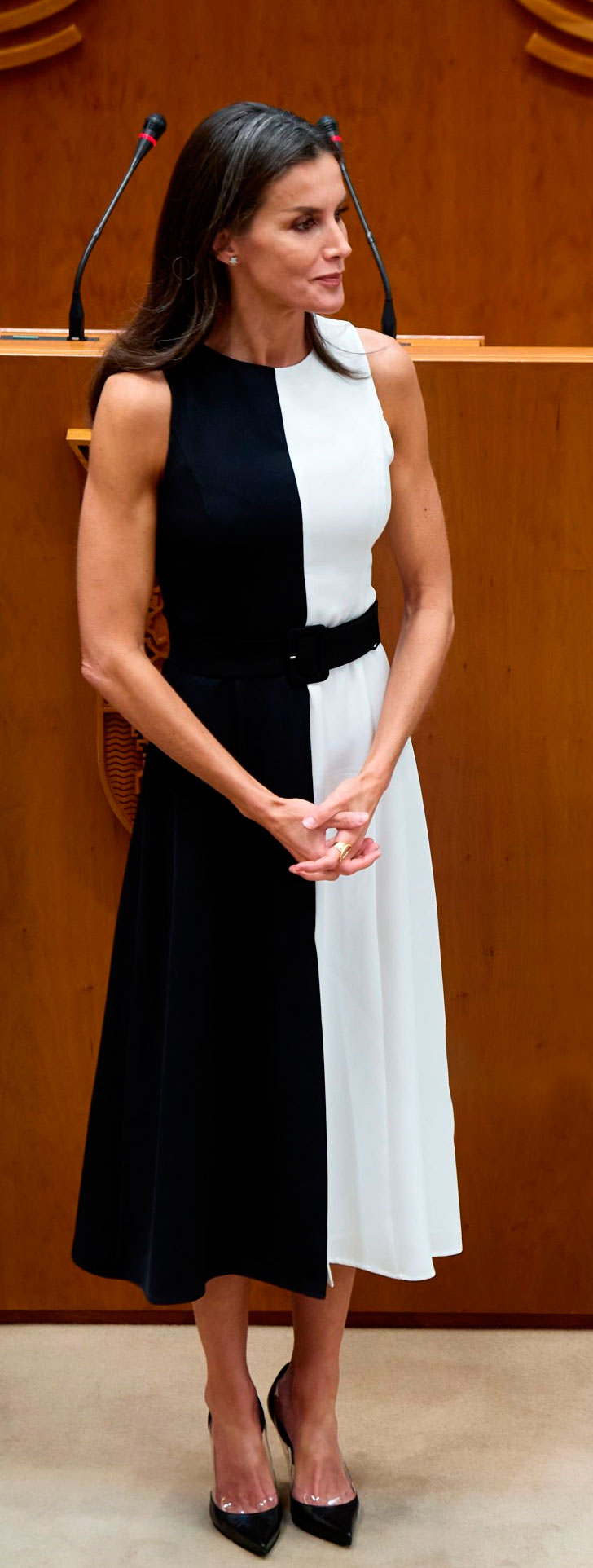 Queen Letizia black and white dress