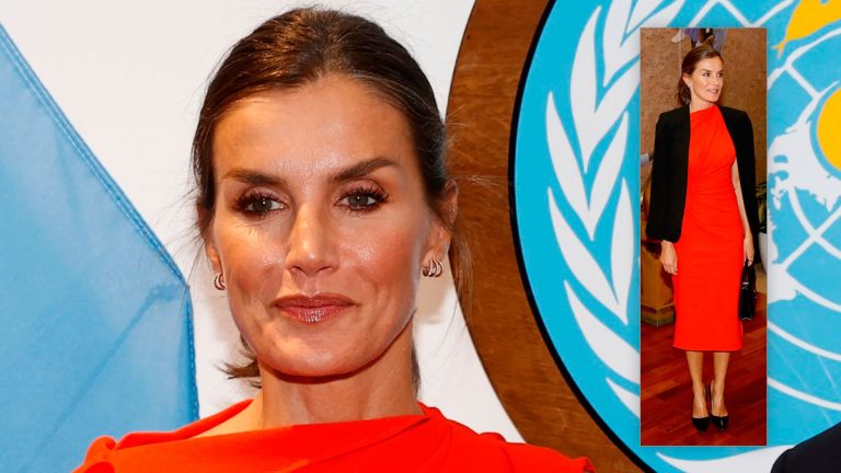 Queen Letizia of Spain has shown off a new red dress Queen Letizia red dress by Zara in New York