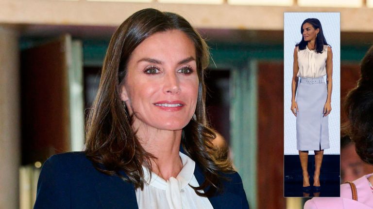 Queen Letizia has looked lovely in one of her favorite skirts (Photos) Queen Letizia's blue Hugo Boss skirt