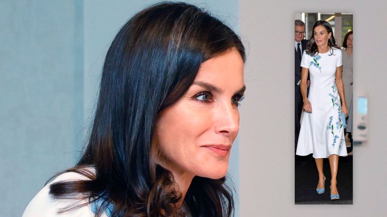 Queen Letizia reappears in a white dress by Carolina Herrera Queen Letizia in New York