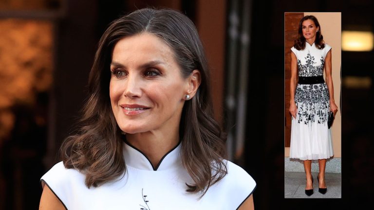This is how Queen Letizia looks in a dress from 5 years ago (Photos) Queen Letizia black and white dress by Felipe Varela