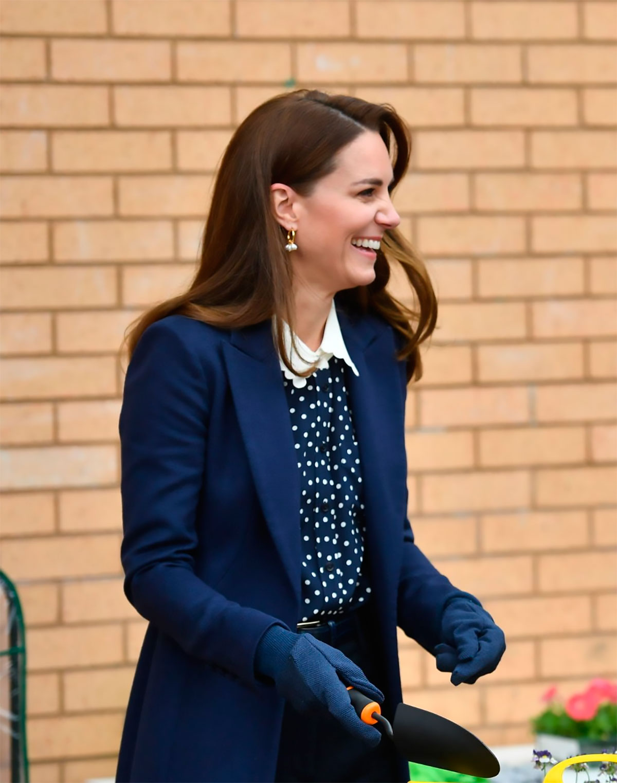 Kate Middleton in a polka dot blouse
