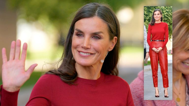 PHOTOS: Queen Letizia wears her most rocker outfit Queen Letizia of Spain in red leather pants