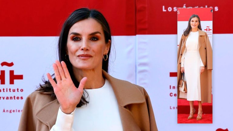 PHOTOS: Queen Letizia has been elegant with a white outfit and camel coat Queen Letizia at the Instituto Cervantes