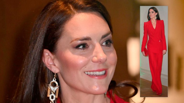 Kate Middleton dresses in red and wears some curious earrings, know how much they cost and what they stand for Kate Middleton in red suit by Alexander McQueen