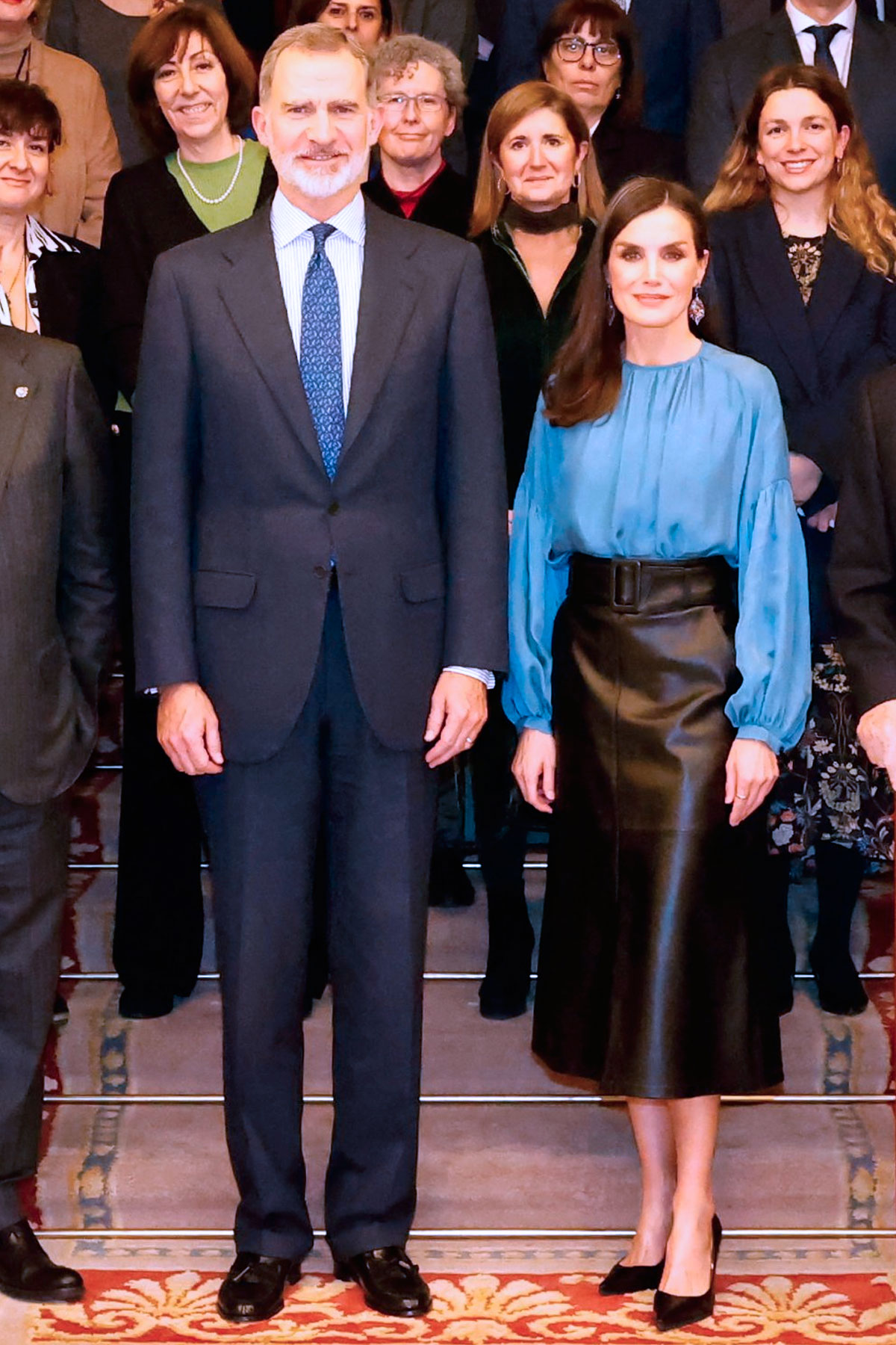 Queen Letizia in a Hugo Boss leather skirt » Fashion