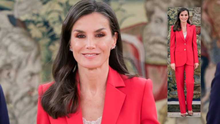 Queen Letizia appears wearing a new look from head to toe: Who designed her red suit? Queen Letizia's new red suit
