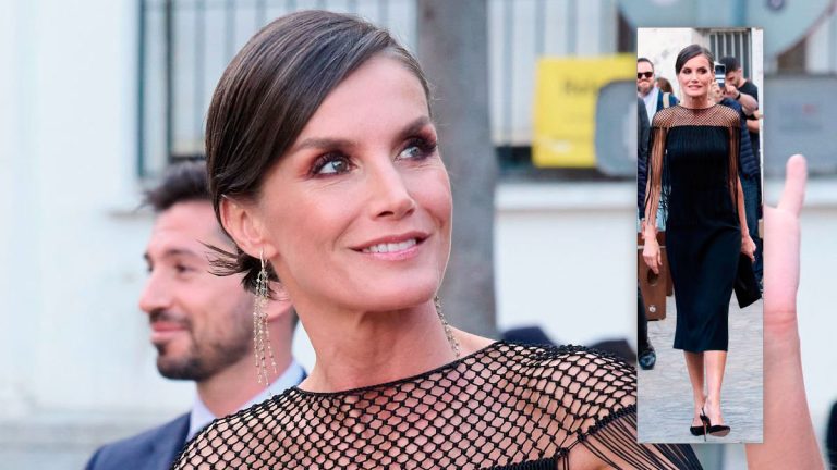 Queen Letizia in a flamenco-inspired dress with fringe Queen Letizia in a black dress by Hugo Boss