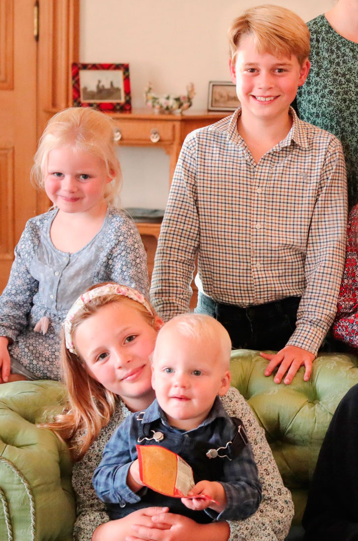 Queen Elizabeth with her great-grandchildren