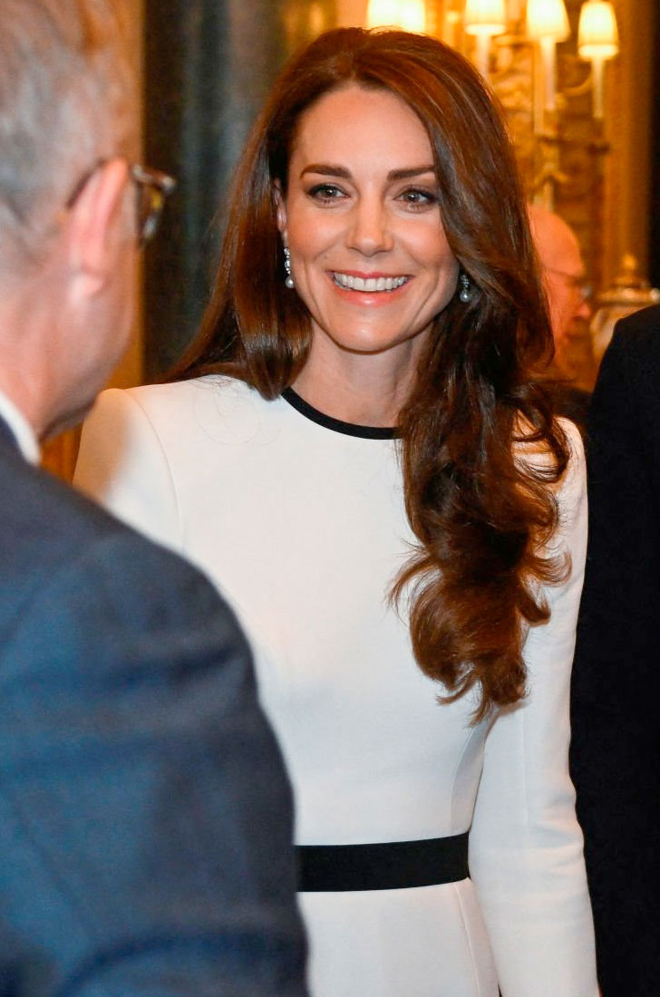 Kate Middleton wore a white dress by Jenny Packham