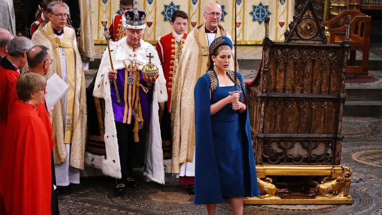 Who is Penny Mordaunt? The woman in blue at the coronation: Which TV program did she participate in? Who is Penny Mordaunt