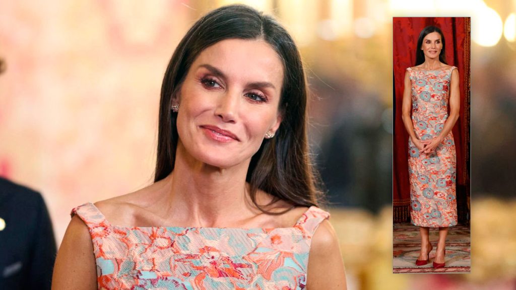 Queen Letizia in a printed dress by Diego Estrada » Fashion