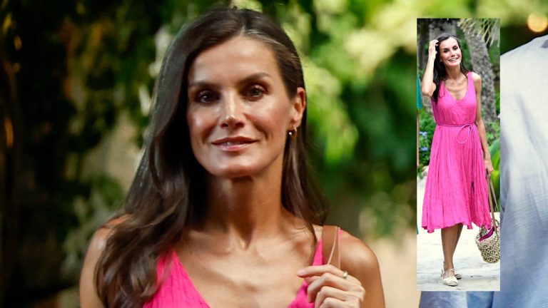 Queen Letizia shows off her pink summer style in the Alfabia Gardens Queen Letizia in a pink dress in Mallorca » The Royal House of Borbon
