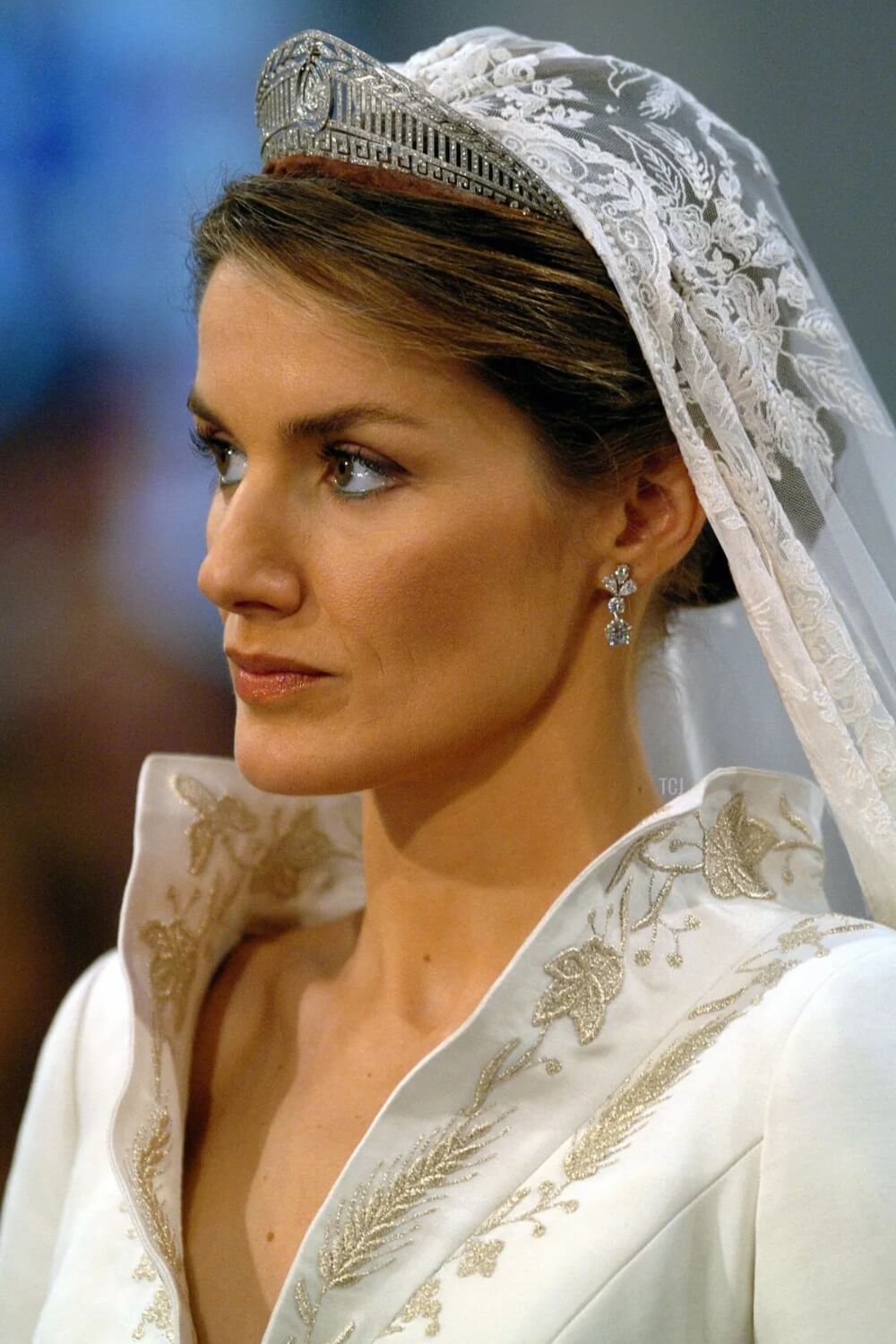 Close-up of Queen Letizia wedding tiara