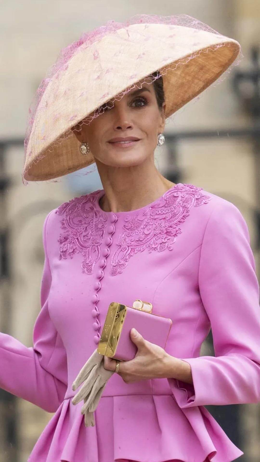 Queen Letizia of Spain looks stunning in pink as she arrives at Westminster Abbey for the Coronation