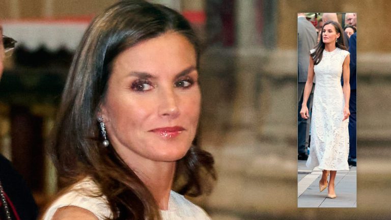 PHOTOS: Queen Letizia wears her $32 white dress for the third time Queen Letizia in Pamplona