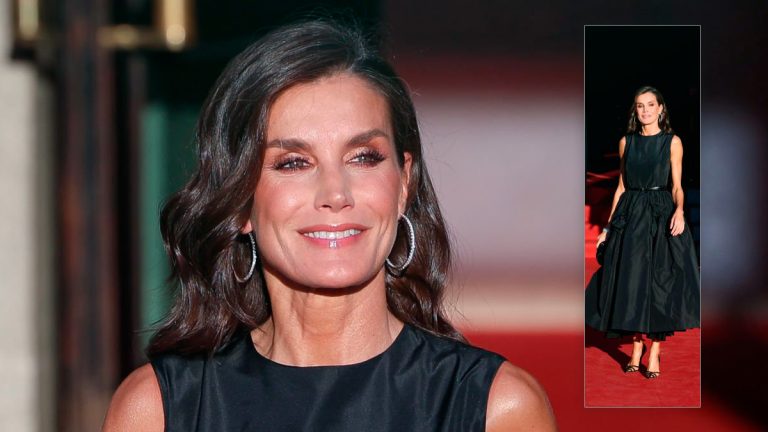 Queen Letizia dazzles in a recycled dress at the opening of the Royal Theater season Queen Letizia's black dress by The 2nd Skin