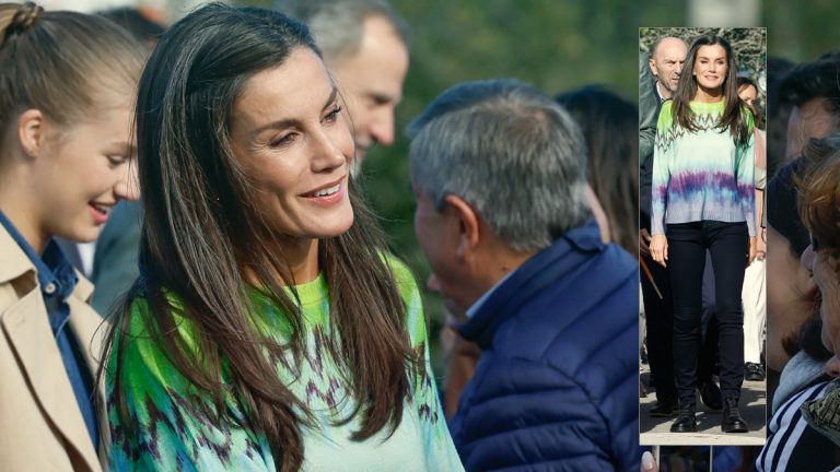 PHOTOS: Queen Letizia surprises with a psychedelic sweater Queen Letizia's Tie Dye print sweater
