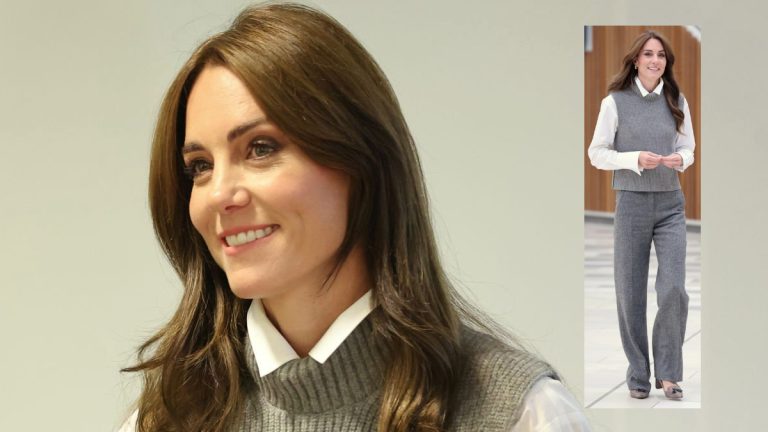 Kate Middleton debuts modern, conservative ensemble on visit to Ukrainian community center Kate Middleton's gray outfit