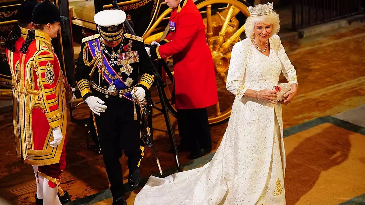 Queen Camilla at State Opening of Parliament 2023. (agency)