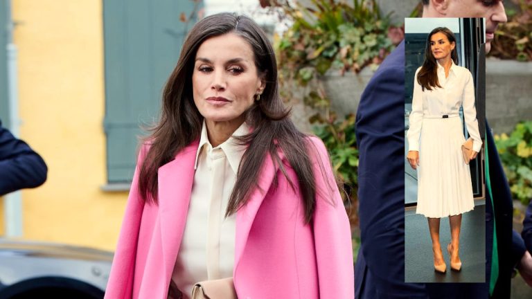 Ralph Lauren’s white dress and Leonor’s handbag, are protagonists of Letizia’s farewell look Queen Letizia in Ralph Lauren dress in Denmark