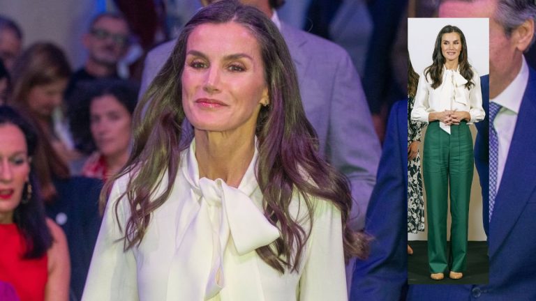 Queen Letizia surprises with original green pants by Hugo Boss Queen Letizia in green pants