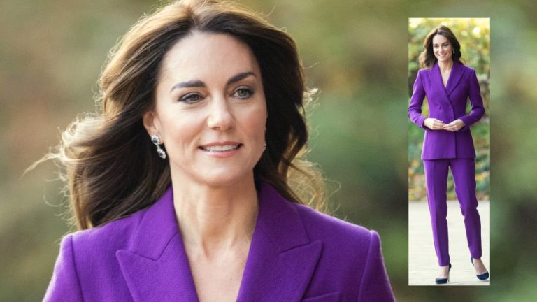 PHOTOS: Glamorous Kate Middleton dazzles in a purple suit for a major speech Kate Middleton in a purple suit