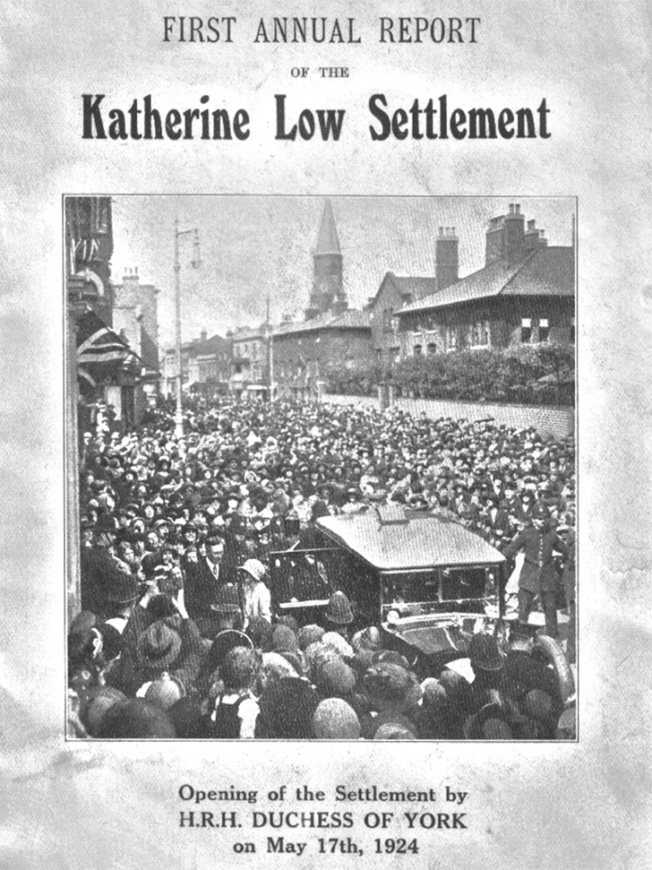 Queen Elizabeth The Queen Mother, when she was The Duchess of York, opens the Katherine Low Settlement in 1924