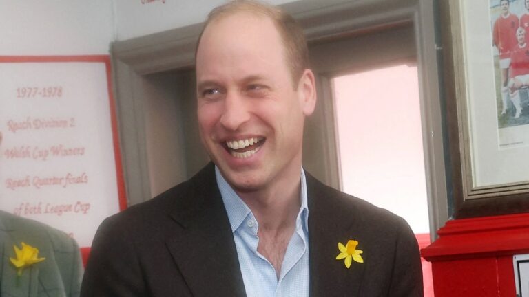 PHOTOS: Prince William celebrates in Wales and receives flowers for Kate as the mystery continues over the princess’s health Prince William in Wales