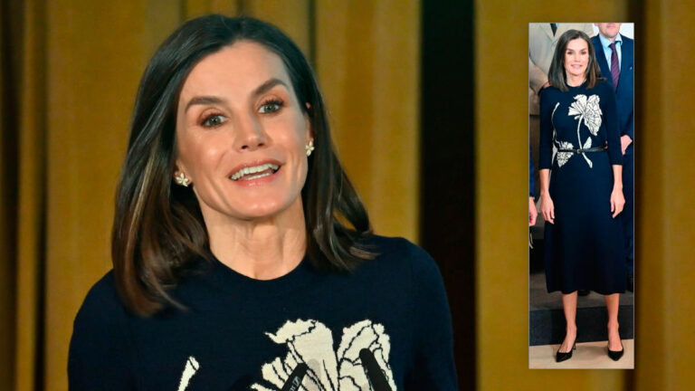 Queen Letizia wears a springtime knit dress on her visit to Sevilla queen letizia in sevilla