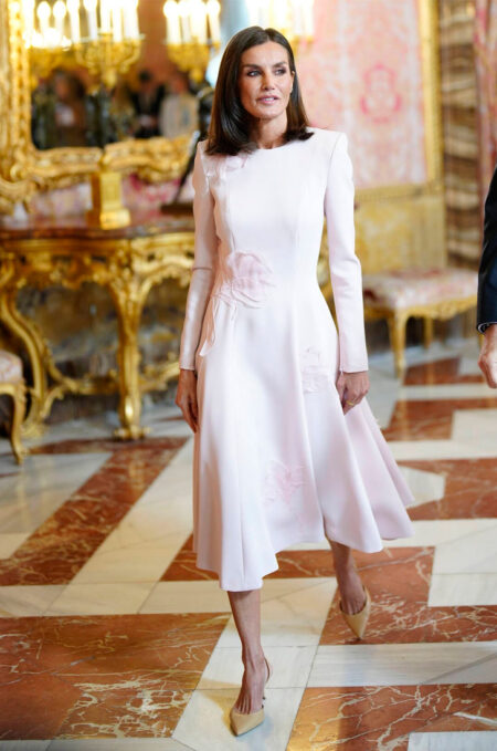 PHOTOS: Queen Letizia in pink dress by Pedro del Hierro