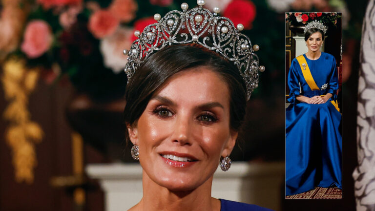 Dazzling gala dinner in Amsterdam: Queen Letizia in a stately gown and Russian tiara Queen Letizia at the Amsterdam Gala Dinner