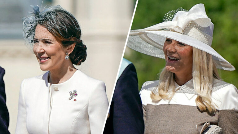 The Style of Queen Mary and Princess Mette Marit at the Welcoming Ceremony for the Kings of Denmark to Norway Queen Mary and Princess Mette Marit's style