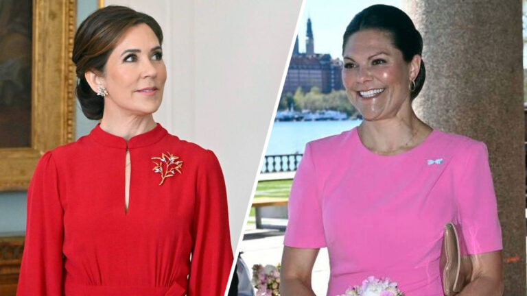 Royal Fashion: Queen Mary of Denmark in Crimson, Princess Victoria in Pink Queen Mary and Princess Victoria