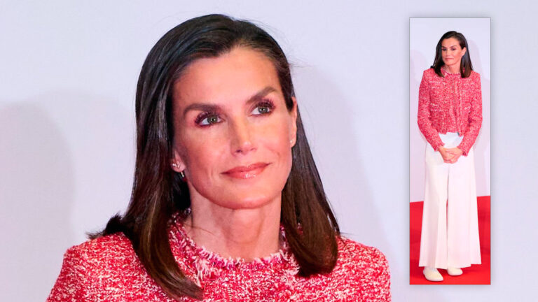 Queen Letizia Customizes Her Style: A Tweed Jacket, White Pants and Sneakers Queen Letizia's style in Oviedo