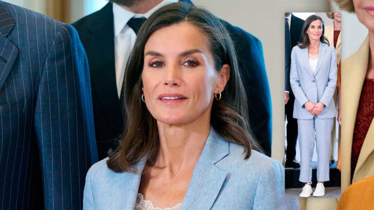 Queen Letizia’s Casual Chic Look with Linen Suit and Sneakers Queen Letizia's Casual Look