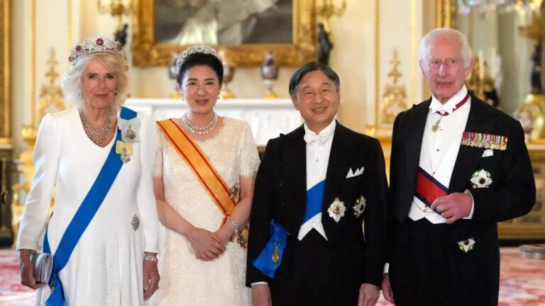 King Charles and Queen Camilla dress for a stunning royal banquet: Which tiara was the queen wearing? Emperor of Japan's State Dinner
