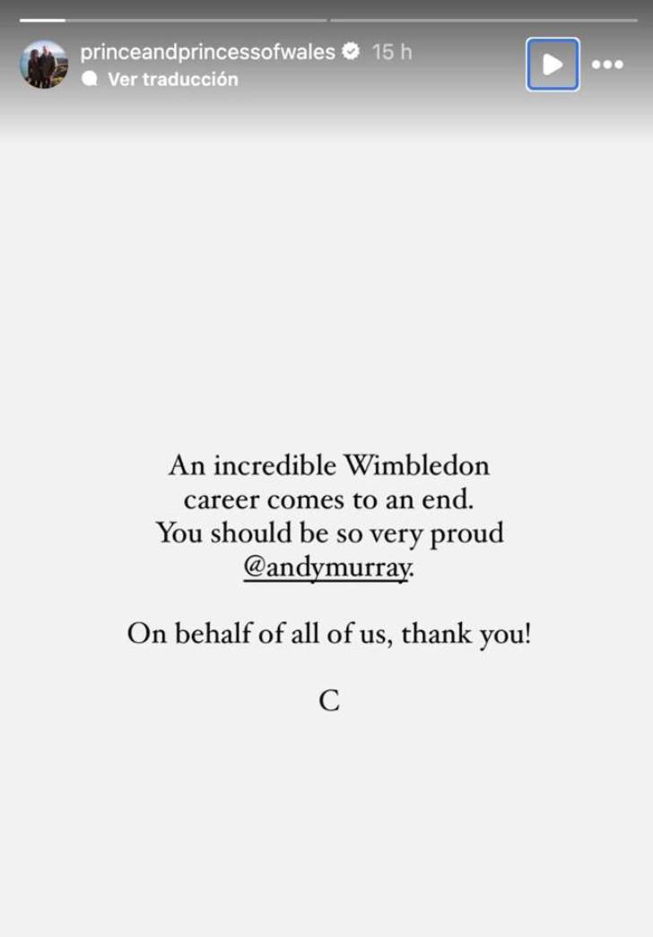 Kate Middleton's message at Wimbledon