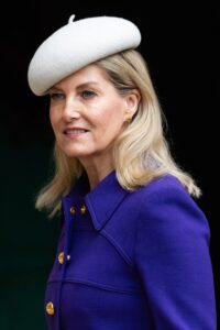 Sophie, Duchess of Edinburgh in Purple Prada Gold Button Wool Coat at Windsor Castle » Fashion