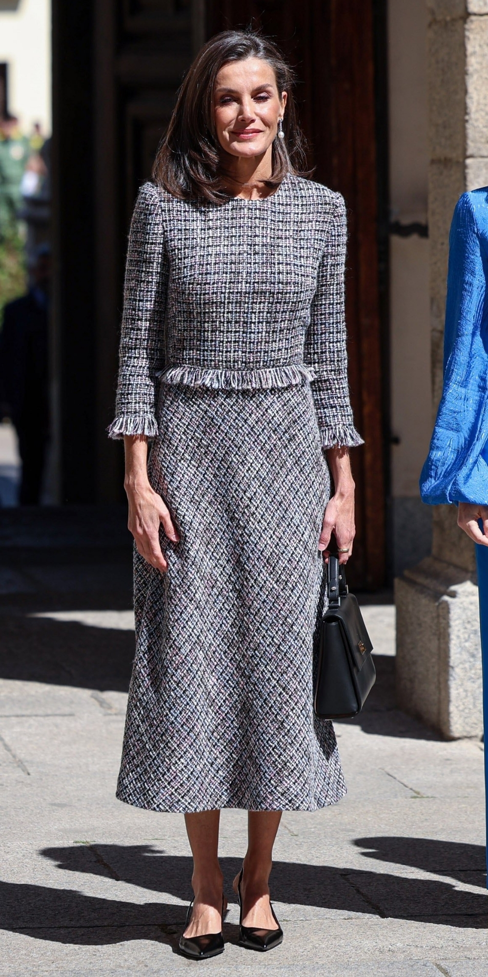 Queen Letizia in Tweed Dress by Unknown Designer at Miguel De Cervantes Literature Award » Fashion