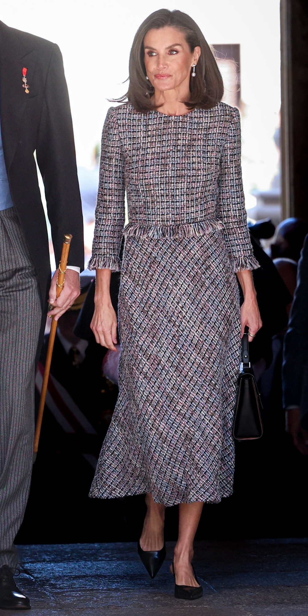 Queen Letizia in Tweed Dress by Unknown Designer at Miguel De Cervantes Literature Award » Fashion