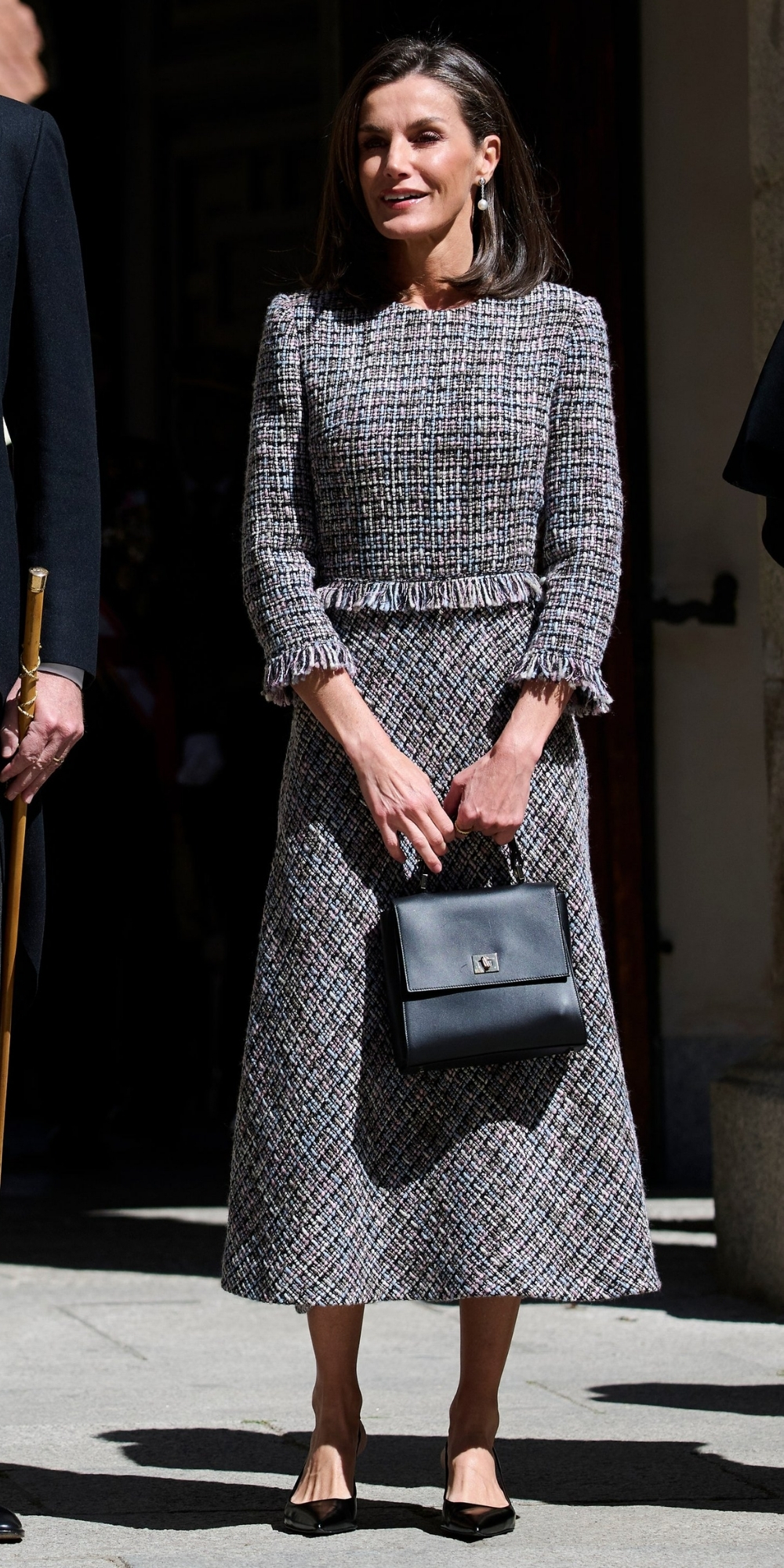 Queen Letizia in Tweed Dress by Unknown Designer at Miguel De Cervantes Literature Award » Fashion