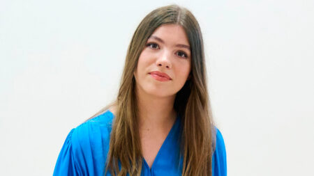 Infanta Sofia in a blue dress by Hugo in Lloret de Mar
