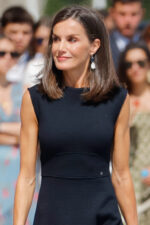 Queen Letizia in Carolina Herrera Dress at the Naval Academy