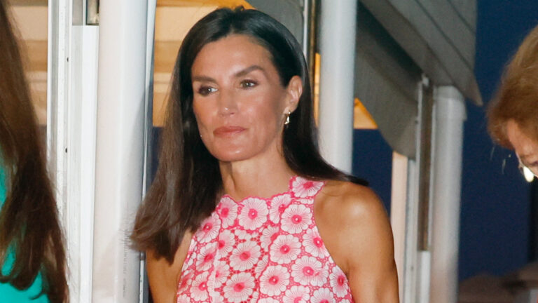 Queen Letizia Wears a Summery Midi Dress with Floral Print in Mallorca Queen Letizia's Floral Dress in Mallorca