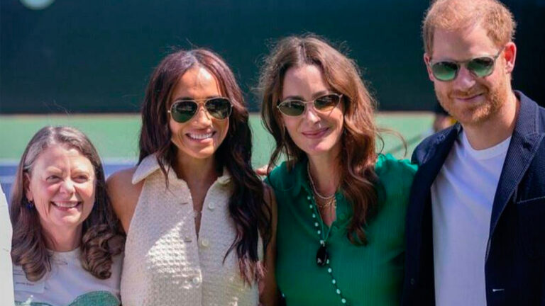 Meghan Markle Turns Heads in Giuliva Heritage Dress and Aquazzura Sandals at Charity Tennis Event Meghan Markle in Giuliva Heritage Dress