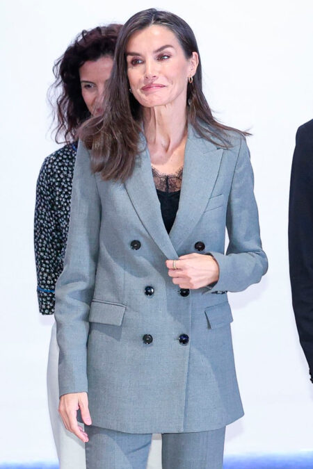 Queen Letizia in Grey Suit by Mango