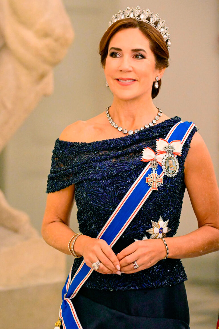 Mary of Denmark Wears a Dress Made From Remodelled Pieces of Other Designs at Her First State Banquet as Queen Mary of Denmark's Style at her First State Banquet as Queen